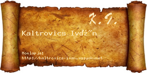 Kaltrovics Iván névjegykártya